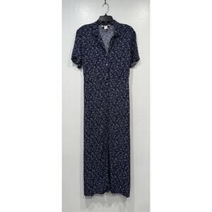 Vintage‎ R&K Originals Floral Print Maxi Dress Cottagecore Button Front Tie Back